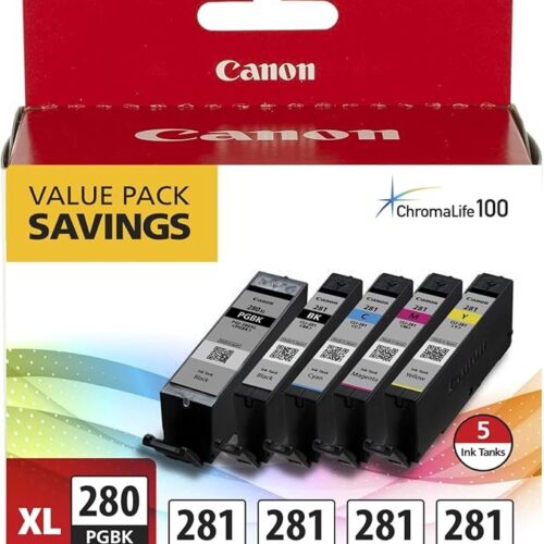Canon PGI-280XL/CLI-281 5 Color Pack Compatible to TR8520, TR7520, TS9120 Series,TS8120 Series, TS6120 Series