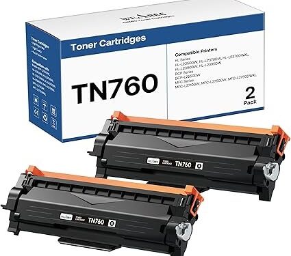 TN760 Toner Cartridges Replacement for Brother Toner TN-730/TN-760 Compatible with HL-L2350DW MFC-L2710DW MFC-L2750DW HL-L2395DW HL-L2370DW DCP-L2550DW HL-L2390DW (Black, 2 Pack)