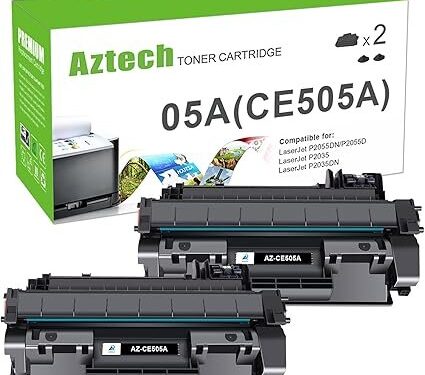 Aztech Compatible Toner Cartridge Replacement for HP CE505A 05A for HP P2035 P2035N P2055DN 2055DN 2035N P2030 P2050 P2055D P2055X 2055D 2055X Printer (Black 2-Pack