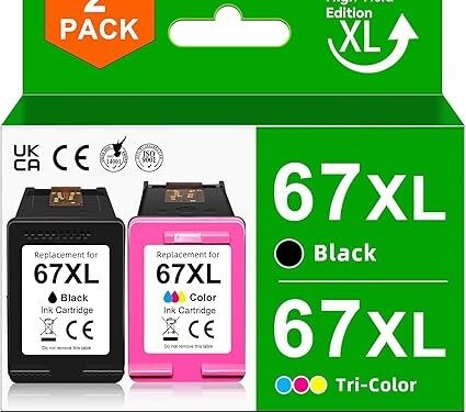 67XL Black/Tri-Color Ink Cartridges Combo Pack for HP Ink 67 Works for DeskJet 4155e 2734e 4100e 2855e 4255e 2700 2755e 2700e Envy 6055e 6000 6455e 6400 Printer