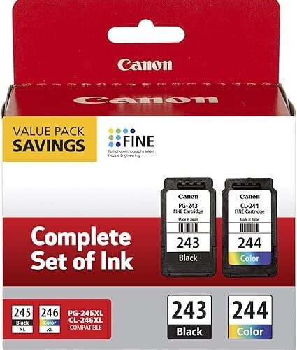 Canon PG-243/ CL-244 Ink Multi pack, Compatible to TR4520, MX492, MG2520, MG2922, TS302 and TS202 Printers